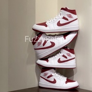 [Fengjia FUZZY] Air Jordan 1 MID Reverse Chicago White Red Women's Shoes BQ6472-161