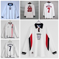 1996 1998 2002 World Cup Eng Long Sleeve Home Retro Jersey David Beckham Owen Ashley Cole Football S
