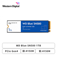 WD Blue SN580 1TB/PCIe Gen4/讀:4150M/寫:4150M/五年保