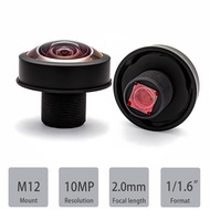 F2.0 10MP 1.9mm M12 CCTV Lens Fisheye Lens 220 Degree Ultra Wide Angle Lens for 1/1.6'' Sensor CCTV 