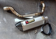ท่อ FORZA300 ปีเก่า 2014-2017 ชุดท่อ Forza300 +AK14 นิ้วเงินปากเคฟล่า