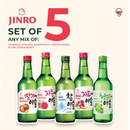 (SET OF 5) Korean JINRO Soju - 2x FRESH + 3x FRUITY