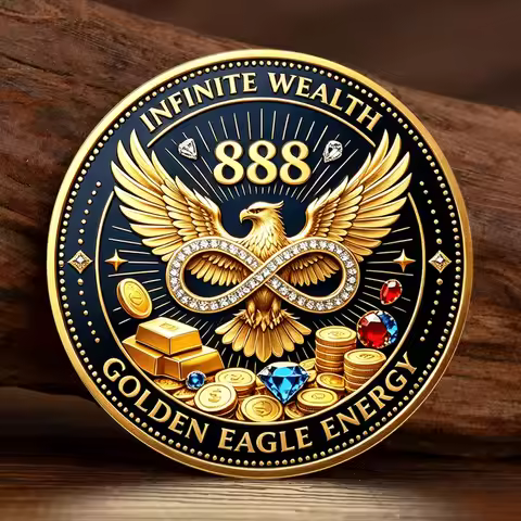 Golden Plated Eagle Wealth Commemorative Coin Vault of Abundance Elephant Challenge Coin Lucky Souve