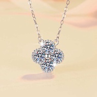 Four-leaf Clover Necklace 3m/4m/5m Moissanite Pendant Light Luxury Old Money Style s Sterling Silver