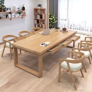 Nordic Style Mo Study Table Long Table Multiplayer Solid Wood with Drawer Household Bion Living Room