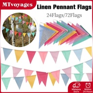 8/18M 6-Color Faux Linen Pennant Flags Christmas Colorful Flags New Style Imitation Linen Pennant