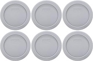Pyrex 7202-PC Jet Gray Round Plastic Food Storage Replacement Lid, Made in USA - 6 Pack