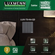 Luxmenn TouchMatte Hotel Switch 4 Gang 2 Way Light Way Grey, LUX-T3-K4 Series/2 GD