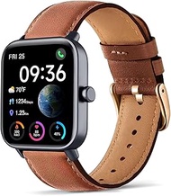 Genuine Leather Strap Compatible Veryfit Smart Watch IDW13/IDW16/IDW18/IDW19, 22mm Strap for Gloryfi