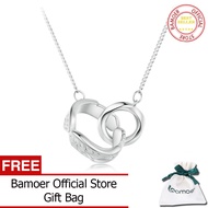 BAMOER 925เงินสเตอร์ลิงสองวงสร้อยคอจี้โมเบียสโซ่คอปีกนางฟ้าสำหรับผู้หญิงของขวัญวันเกิด BSN362เครื่อง