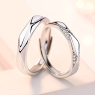 1 Pair 925 Sterling Silver CZ Diamond Rings Engagement Couple Rings 2 In 1 I Love You Rings Adjustab