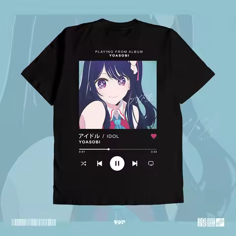 Idol Yoasobi Music Oshi no Ko Aqua Ruby Ai Hoshino Waifu T-Shirts Anime Manga Baju T-Shirt Jepang DJ