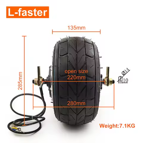 Gearless L-faster 48V800W 10-Inch High Speed Hub Motor Wheel Inflatable Road Tire 10x6.00-6 For Fast