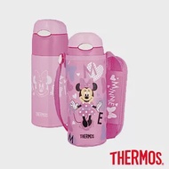 【THERMOS 膳魔師】兒童吸管瓶 不鏽鋼真空保冷瓶0.4L 米妮-粉紅色(FHL-401FDS-PHT)