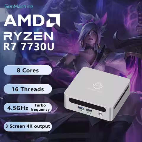 Genmachine Ryzen 7 7730U 4.5GHz ,TDP:15W Diy Gaming Computer Radeon GPU, 4K HDMI, WiFi6, Compact Min