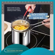 Deep fryer, stainless steel fryer with frying basket, Deep fryer pan, Vegetable noodle pot, Basket c