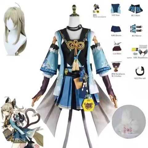 Cosplay Genshin Impact Costume Kirara Ears Tails Suit Women Wig Game Halloween Carnival Party KZ6T6L