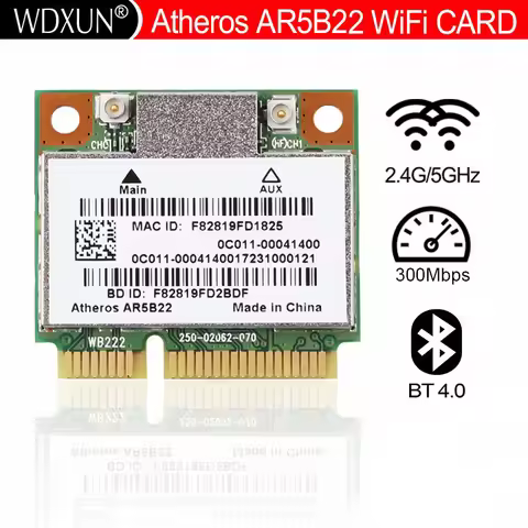 Atheros AR9462 AR5B22 WB222 Half Mini PCIe 802.11 a/b/g/n 300Mbps+Bluetooth 4.0 wifi card