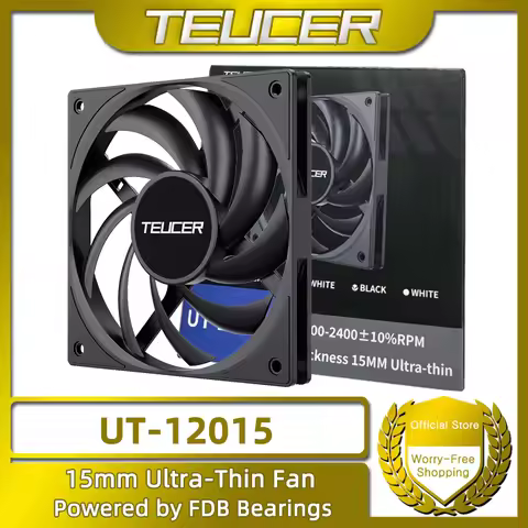 TEUCER UT-12015 Slim PC Fan 120mm FDB Bearing Case Fan with PWM Sharing Technology (PST), Quiet Moto