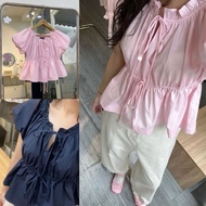 Korean style hoshi thin, soft cotton linen babydoll shirt at Lam Anh Tran Garment Factory M777
