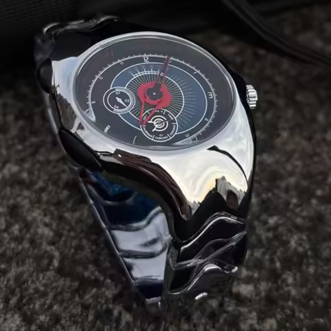 Hot selling Alien Unique Y2k Quartz Watch Mens Twisted Case Oval Ellipse Special Creative Design Ste