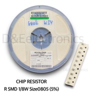 CHIP RESISTOR R SMD ชิป ตัวต้านทานขนาด 1/8w Size0805 5% (จำนวน 100 ตัว) **อ่านรายละเอียดก่อนสั่ง**