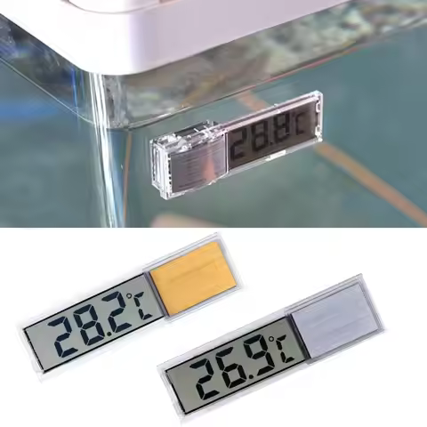 Digital Electronic Aquarium Thermometer, Plastic, Metal, 3D, Fish Tank Temp Meter, Gold, Silver, New