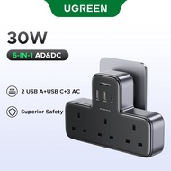 Ugreen PD30W 6-in-1 Fast Charging USB-A USB-C Extension Socket Wall Plug for iPhone 15 14, Macbook, 
