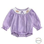 Babyclothes-Baby Girl Romper Long Sleeve Crew Neck Cowgirl Hat Embroidery Bodysuit Little Girl Outfi