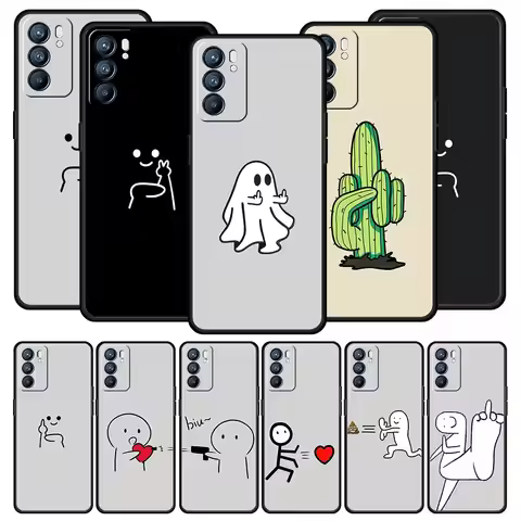 Cute Middle Finger Phone Case For Oppo Reno14 Reno13 Reno12 11 F 10 Find X5 X9 Pro A54 5G A53 A9 A16