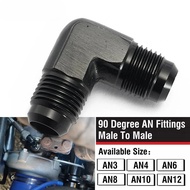 90 Degree AN3 AN4 AN6 AN8 AN10 AN12 Male To Male Flare Union Adapter CNC 6061-T6 Aluminum Fuel Oil L
