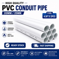 PVC Conduit Pipe 20mm / 25mm (9FT Cut to 4.5FT x2pcs) | Electrical Cable Pipe | Ready Stock Malaysia