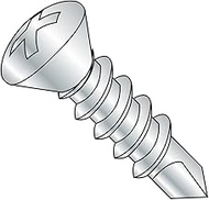 Steel Self-Drilling Screw, Zinc Plated Finish, 82 Degree Oval Head, Phillips Drive, 2 Drill Point, 8