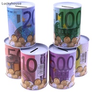 (Luckyhouse) 1Pc Kotak Uang Dollar Euro Brankas Cylinder Celengan Bank