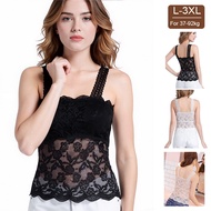 Lace Backless Camisole Top with Chest Pad - Anti-Exposure Design for Sizes L-3XL (37-92kg)
