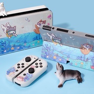 Nintendo Switch / Switch OLED Case Summer Limited Sea Cat Dog Matte Hard Shell Transparent Split Joy-con Protective Cover For Switch OLED Cases