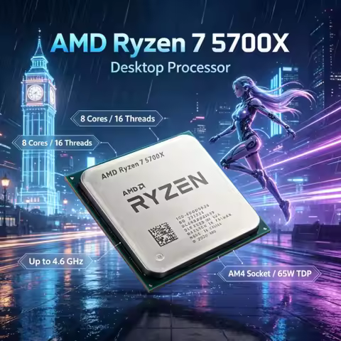 AMD Ryzen 7 5700X Processor 8 Core 16 Thread Unlocked 7nm AM4 CPU for Gaming and Streaming