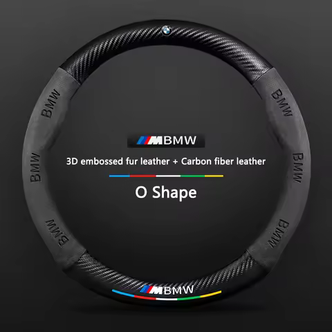 O Shape Car Steering Wheel Cover Carbon fiber anti-slip For BMW X1 X3 X5 X6 1 2 3 5 7 Series F15 F16