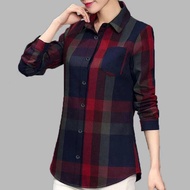 เสื้อเสื้อเชิ้ตลายสก๊อตเสื้อแขนยาวลายสก๊อตขนาดพิเศษสำหรับผู้หญิงเสื้อเสื้อคาร์ดิเกนแบบหลวมเสื้อเชิ้ต