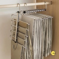 H&X Stainless Steel Folding Magic Pants Hanger 5/9 Layer Space Saving Wardrobe Organizer
