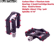 GUSTAVO Lightweight Pedals Carbon Fiber Titanium Axle MTB Pedal 3 Bearing Road Bike Pedals