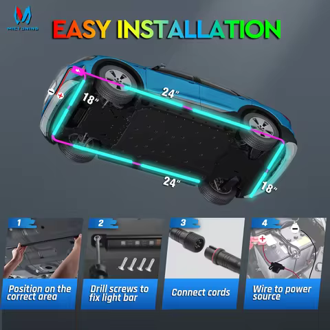 MICTUNING N8 Car Underglow Light Strips RGBW LED With Wireless App & Remote Dual Control Auto RGB At