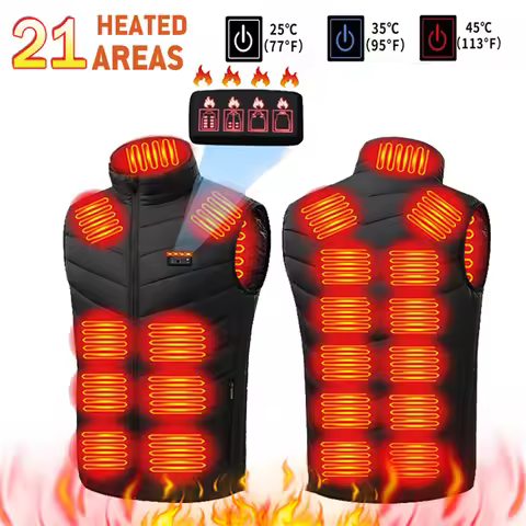 21 Zone Heated Vest Men's Jacket Heated Winter Women's Electric USB Heater Jacket Hunting Vest Winte