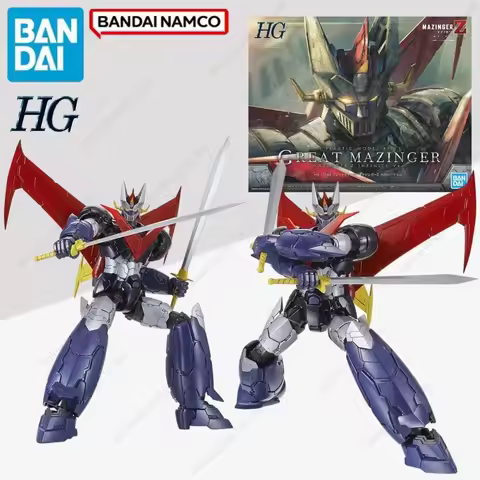 Original Bandai in Stock Genuine Figures Mazinger Z HG 1/144 Great Mazinger Anime Model Kits Action 