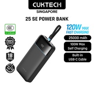 [CCC Power Bank] CUKTECH 25 SE Power Bank 25000mAh 120W Fast Charging Built-in USB-C Cable Portable 