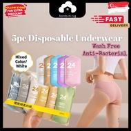 [SG] 5pc Disposable Premium Cotton Panties Soft Comfortable Reusable Washable Undergarment Disposabl