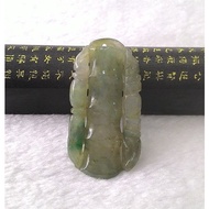 [Disk Crystal] [Rise Section] Old Pit Ice Jade~Bat Bamboo Carving Pendant JK-05 (Height 43 Width 22 