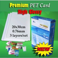 Premium PVC/PET ID Card/High Glossy/20x30cm/0.76mm/For Inkjet/Laser Printer Customize Card printing 