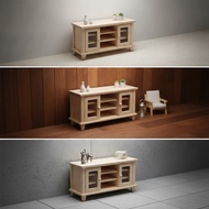 Cabinet with Door Unfinished Miniature TV Cabinet Miniature Media Console Wooden Dollhouse Media Con