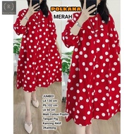 POLKANA TUNIK RAYON JUMBO MOTIF POLKADOT JUMBO WANITA CASUAL
